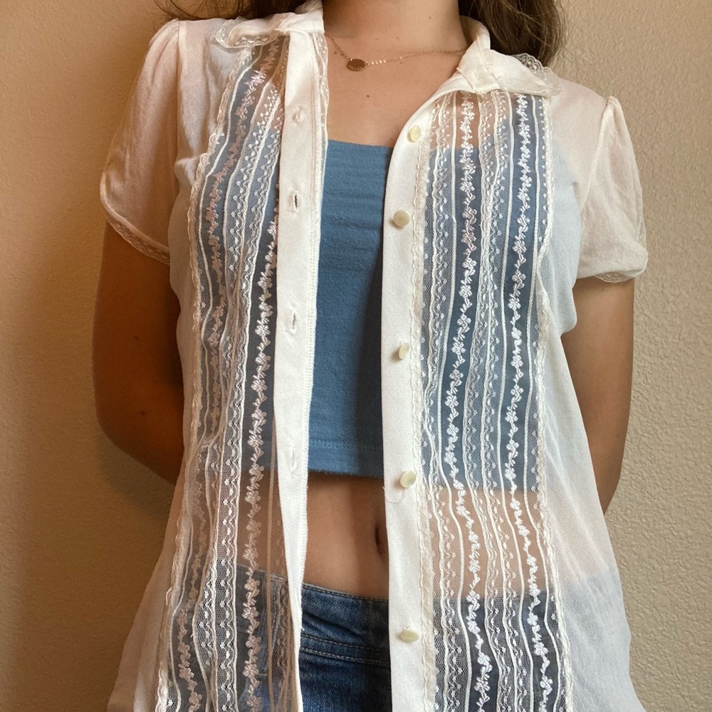 White lace button up blouse